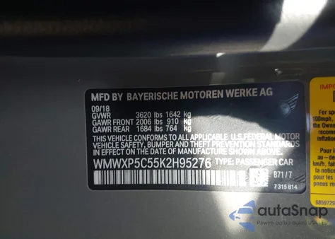 2019 Mini Hardtop Cooper из США, поврежденный, VIN WMWXP5C55K2H95276